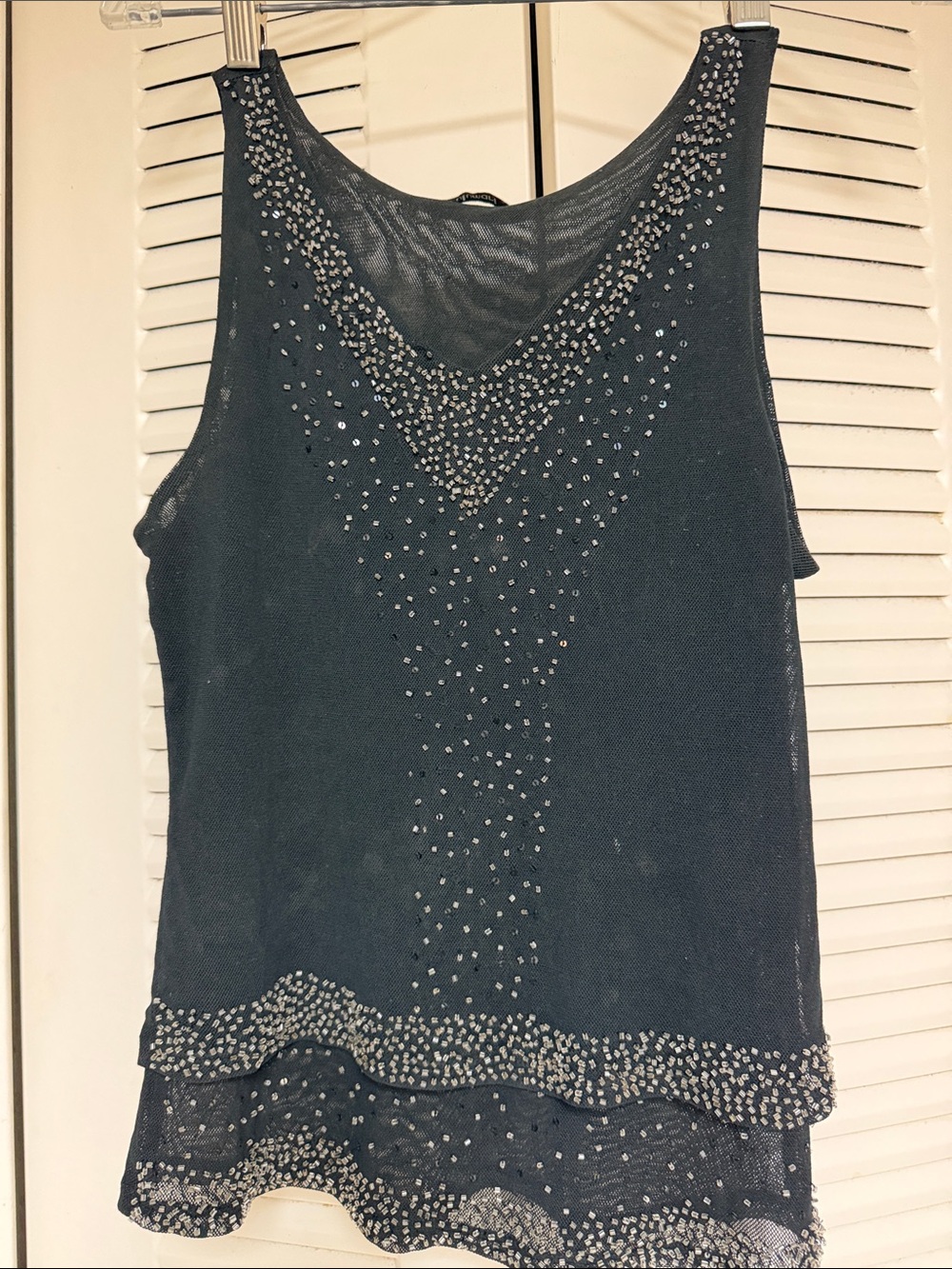 Lulumari Teal Sleeveless Bead-Embellished Camisole